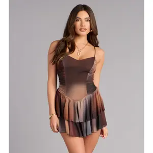 Effortless Beauty Abstract Print Mesh Skater Dress