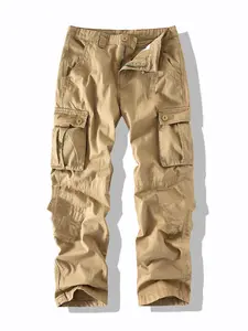Men's Multi-Pocket Work Pants, Durable 100% Polyester, Ideal for Hiking, Camping, and Work, No Belt Included, Comfortable and Versatile