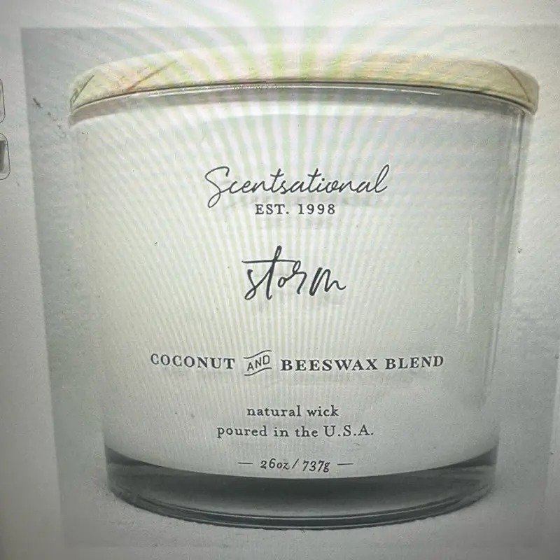 Scentsational Storm Coconut & Beeswax Blend 26oz Candle with Natural Wick Poured in the U.S.A.