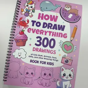 A4 Large Size Drawing Book, 300 Animal Painting Tutorials, Art Starter for Ages 3-8, 56 Pages, Coil/staple Binding