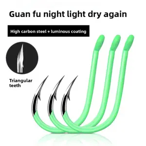 Luminous Tube with Circle Fishing Hook Barbed Sea Fishing Hook for Jigging and Ocean Fishing High Strength Yellow Fishing Hooks Manufacturer Direct Sale