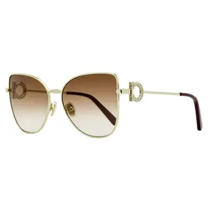 Ferragamo Crystal Gancini Sunglasses SF296SR 703 Gold/Maroon 60mm Ferragamo Crystal Gancini Sunglasses SF296SR 703 Gold/Maroon 60mm