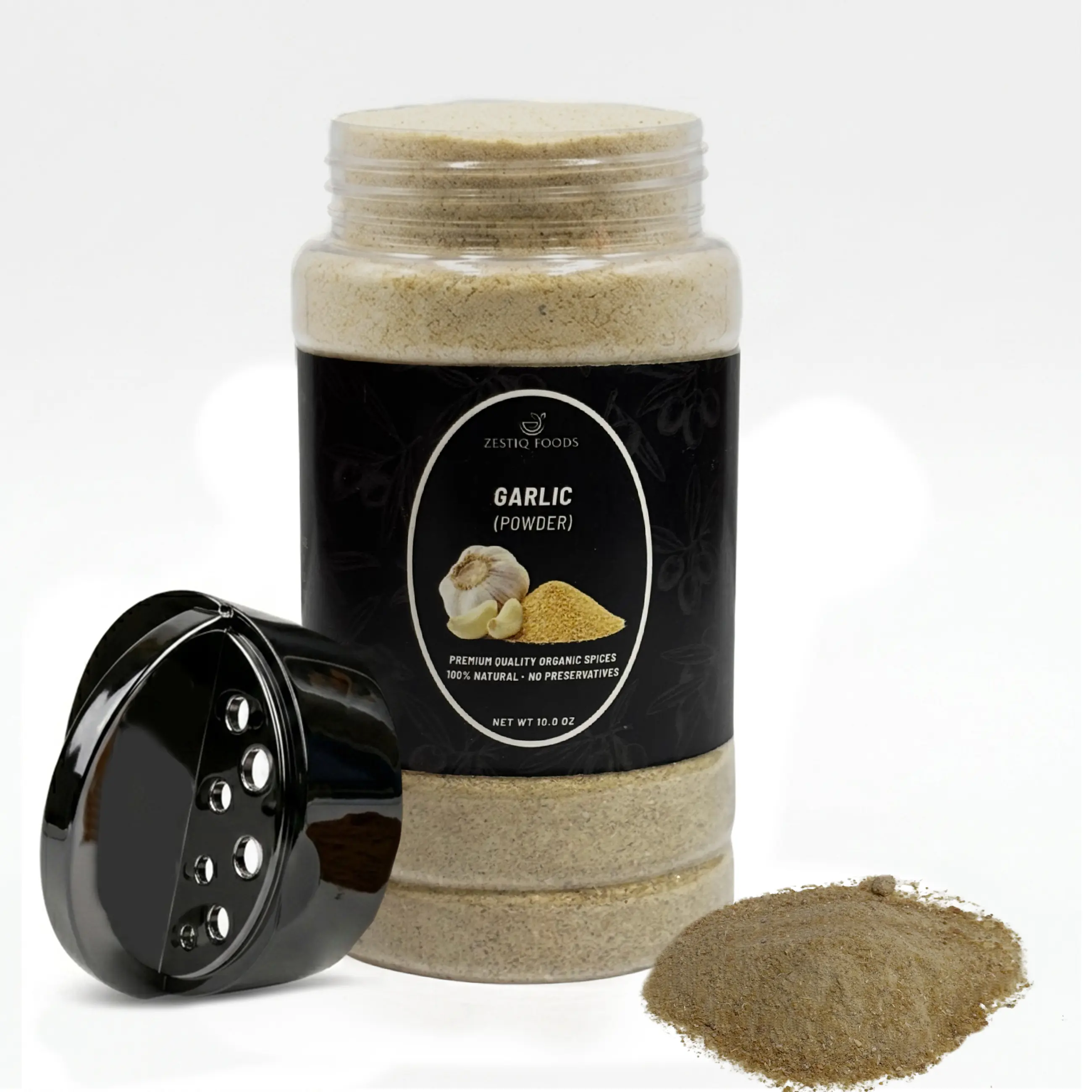 Zestiq Foods Certified Organic Garlic Powder, 10 oz Shaker Jar – Finely Ground Garlic for Cooking, Seasoning & Everyday Flavor