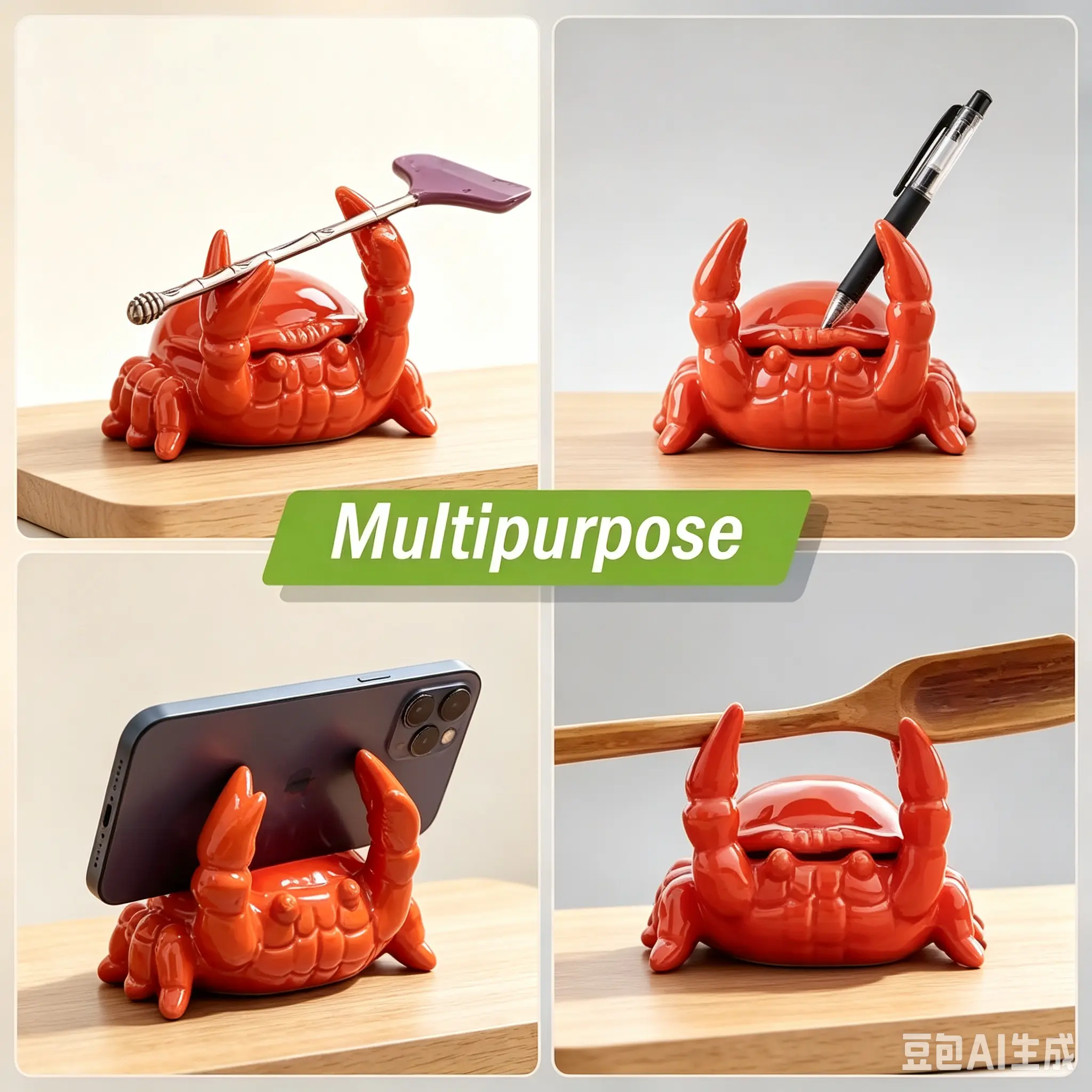 Crab-Shaped Ceramic Ashtray with Lid - Unisex, Windproof, Cigarette Rest Grooves, Decorative Desk Figurine, Birthday Gift for Smokers (Sports & Outdoor Accessory)