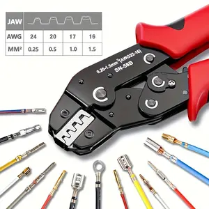 Professional Ratchet Crimping Pliers for JST, DuPont Terminals, SATA Pins - Carbon Handle, Manual Crimping Tool for AWG 23-16/0.25-1.5mm², Ergonomic Grip and Precise Ratcheting Mechanism, Wire Crimping Tool