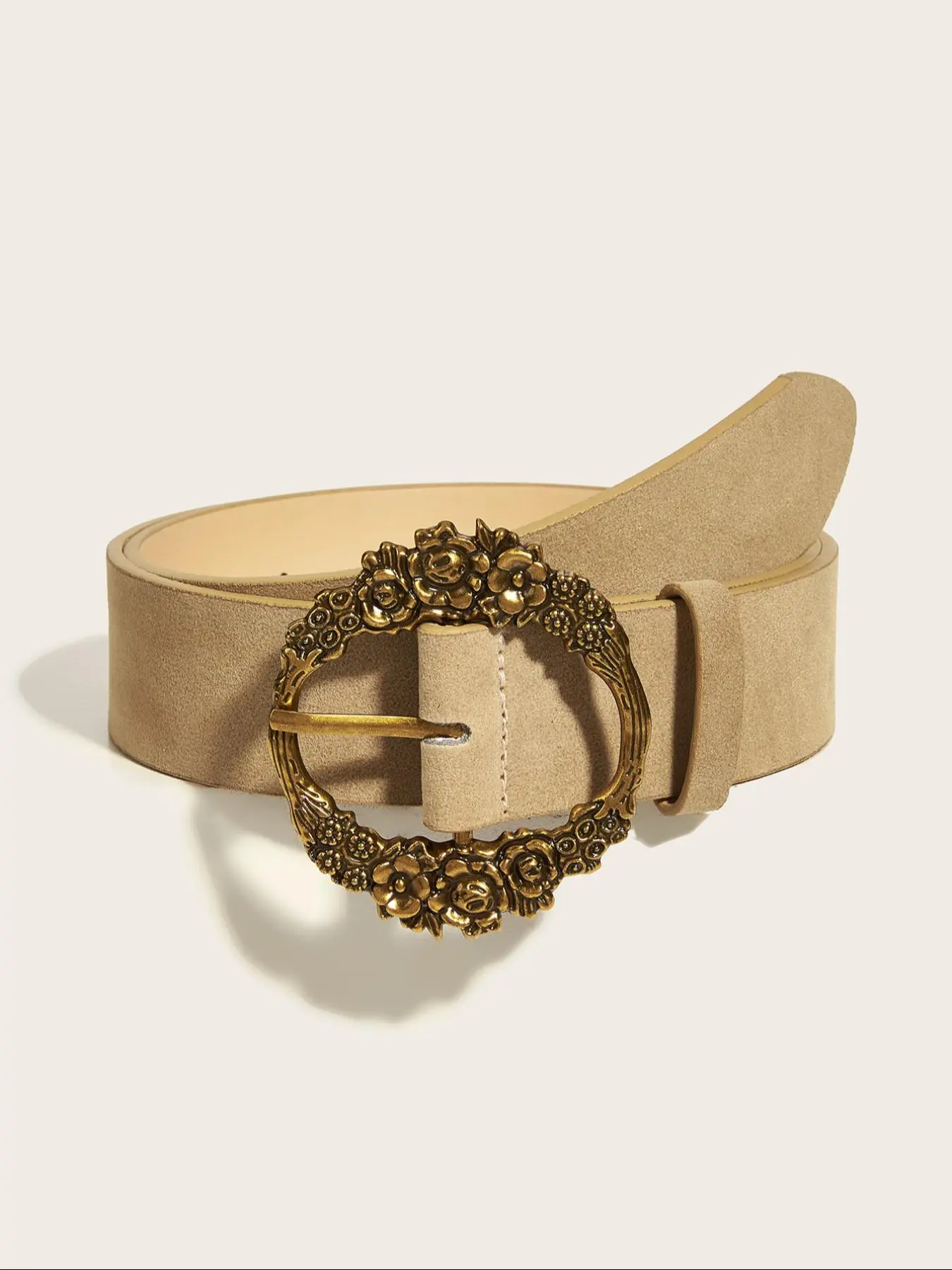 Boho Style Vintage Gold Round Buckle Belt, Fashionable Pu  display picture 2