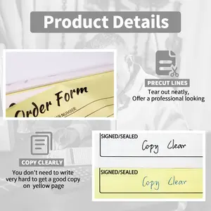 Order Books,  Carbonless  Invoice Book with Cardboard for   Small Boutique Business