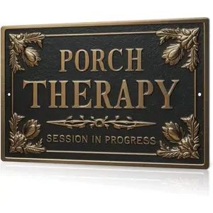Porch Therapy Metal Tin Sign, 8x12 in Weatherproof Wall Decor Plaque for Front Patio, Deck, Garden Backyard, Garden Decor,summervibes