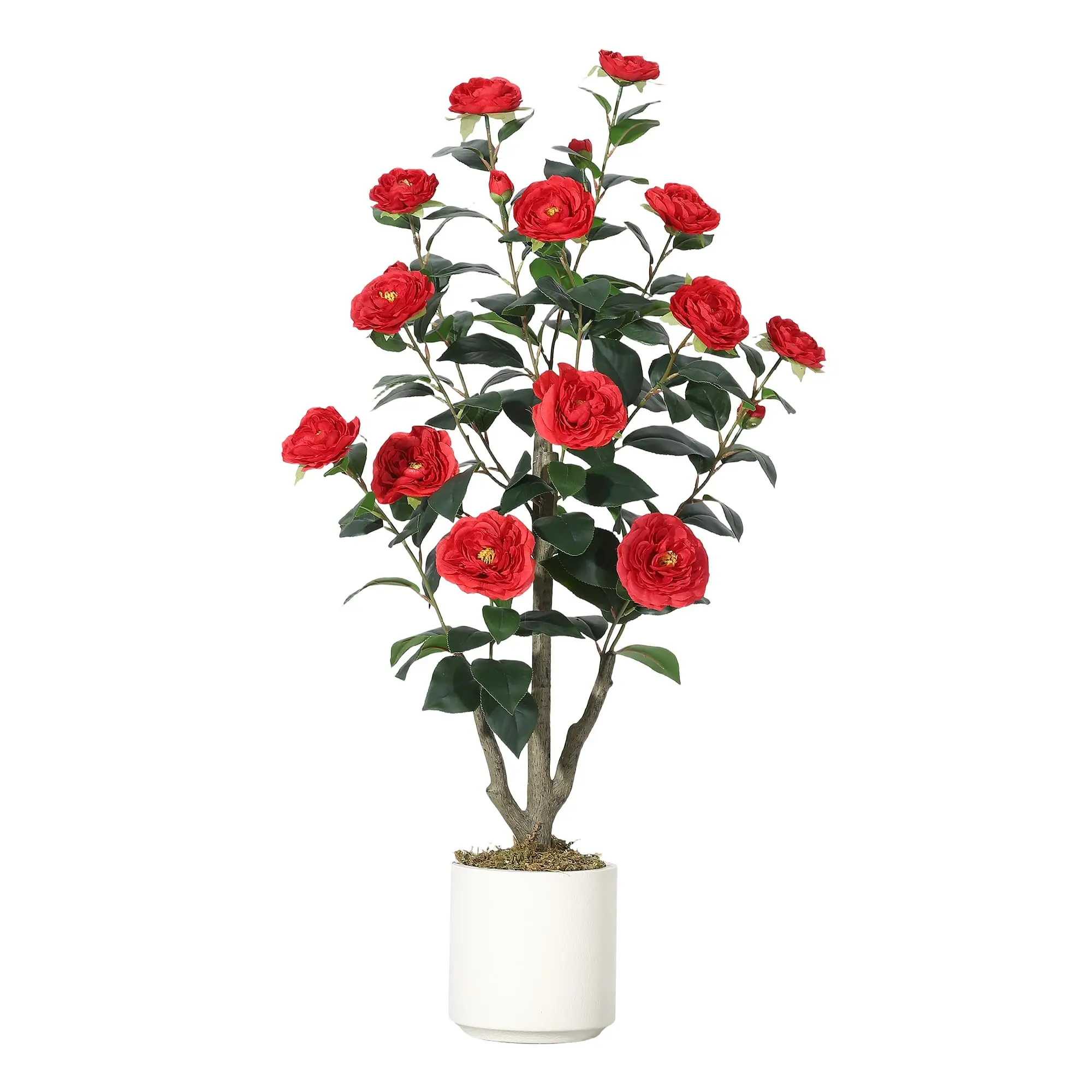 90 cm Artificial Camellia Tree – Realistic Artificial Plant in a Pot – Low-Maintenance Decor for the Living Room, Office, Hallway, or Balcony – Elegant Silk Leaves – Ideal for Indoor & Outdoor Use