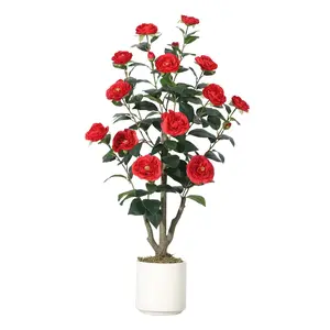 90 cm Artificial Camellia Tree – Realistic Artificial Plant in a Pot – Low-Maintenance Decor for the Living Room, Office, Hallway, or Balcony – Elegant Silk Leaves – Ideal for Indoor & Outdoor Use