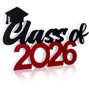 Class of 2026 Sign Graduation Party Decorations 2026 Grad Photo Booth Prop Graduation Table Centerpieces for Senior Night Decor Signs College High School Party Supplies(Black and Red)