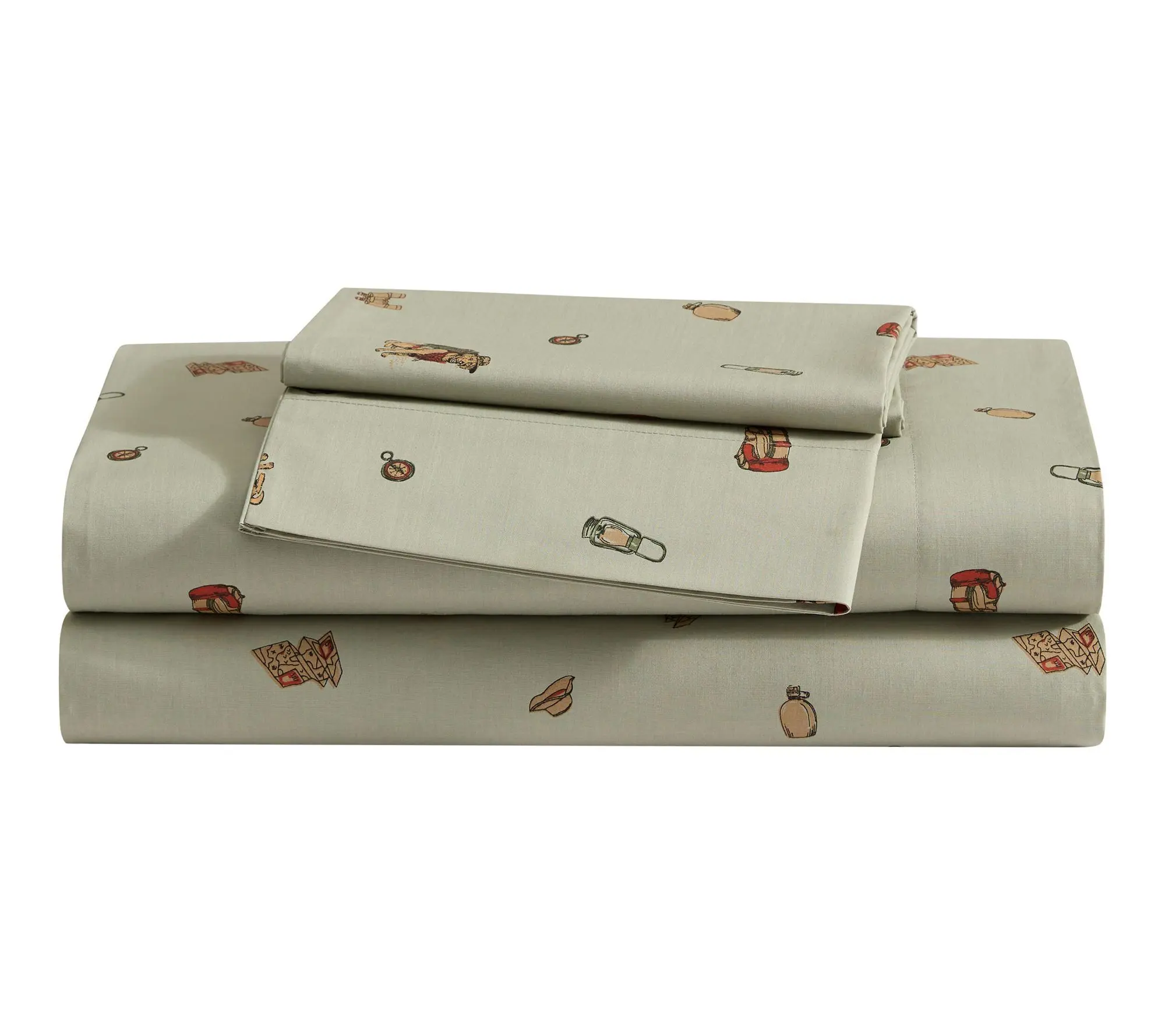 Eddie Bauer Buddy Camping All Over Green CottonTwin Sheet Set