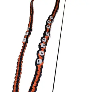 Macrame Lanyard - Orange and Black Braided Design with Letter Beads for Versatile Use