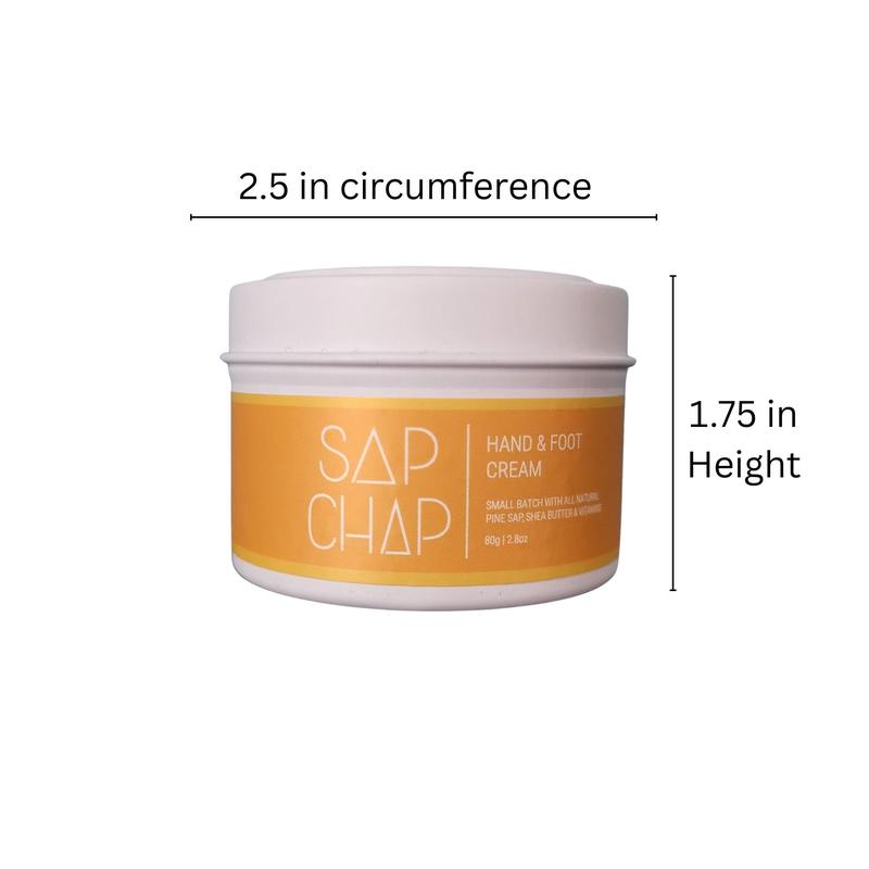 Sap Chap Hand & Foot Cream - All-Natural Whipped Moisturizer for Dry Skin & Cracked Feet - 80g - Chemical-Free, Preservative-Free, Handmade in Small Batches