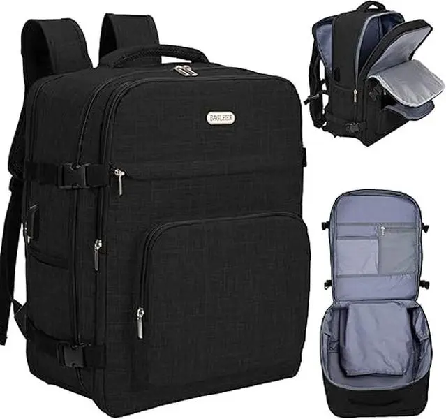 Durable Compact Travel Backpack Carry On Business Laptop Bag with USB Port & Shoe Compartment, Flight Approved Waterproof Sports Luggage Hiking Backpack for Airplanes, Multi-Function Large Women's Overnight Bag – Travel Essentials, College, Gym
