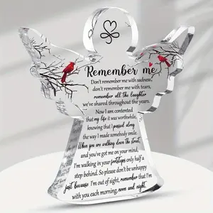 Bereavement Gift Angel Red Cardinal Acrylic Memorial Gift Sympathy Table Decor Remember Me Grieving Gift Sympathy Gift for Loss of Loved One Remembrance Decor