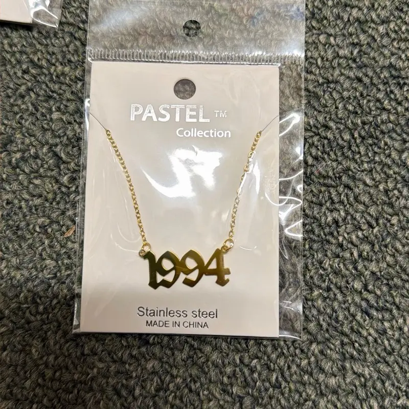 Birth Year Number Necklace for Women 18K Gold Plated Stainless Steel Birthday Pendant Necklace