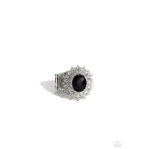 Layered Luminescence - Purple Gem White Rhinestone Silver Ring - Paparazzi