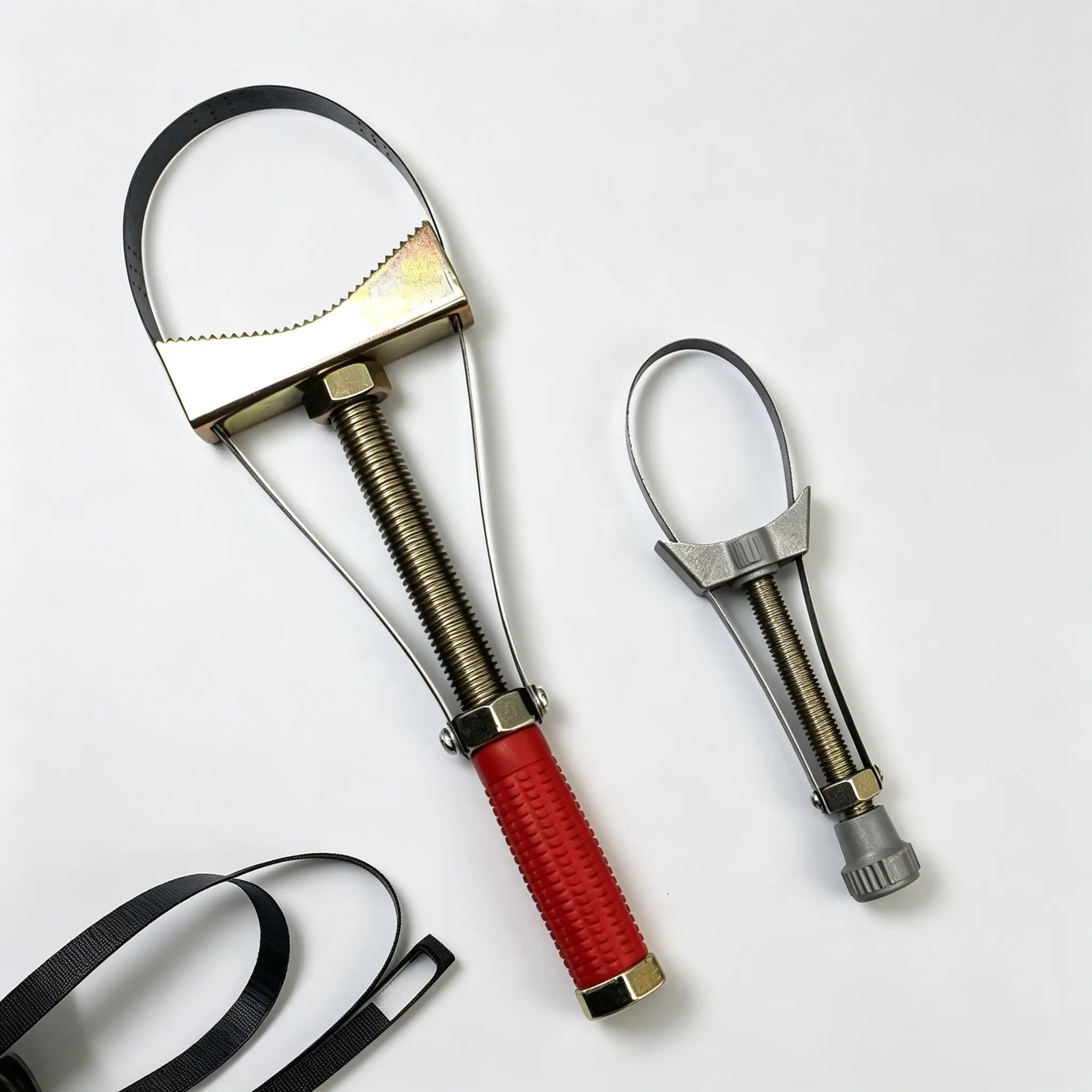 Universal Adjustable Oil Filter Strap Wrench, Heavy Duty Carbon Steel Oil Filter Removal Tool, 2 Sizes Small & Large, 2.36"-5.51" Multi-Diameter Adjustable Strap Spanner for Car Truck Motorcycle ATV Engine Oil Filter Change, Auto Repair Hand Tools