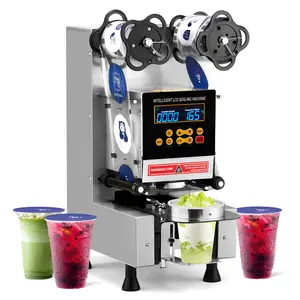 Cup Sealing Machine, Fully Automatic Cup Sealer Machine, Electric Cup Sealing Machine with LCD Intelligent Display for Bubble Milk Tea Coffee, 500-650 Cups/H, 88/89/90/95 mm Cup, Silver