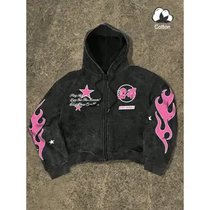 Unisex Hooded Sweatshirt with Star Number Print, Casual Loose Fit Streetwear, Spring & Fall Fashion, European Style Hip Hop Hoodie