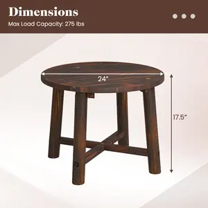 COSTWAY - Patio End Table with Solid Wood Structure for Garden Deck Poolside and Indoors-Brown