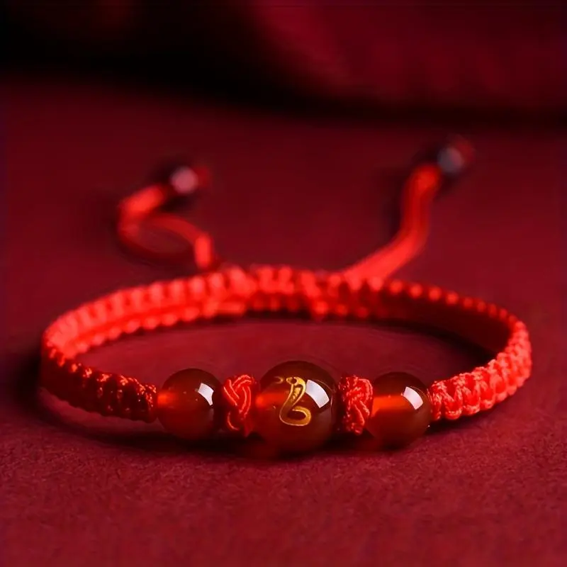 Unisex Chinese Style Zodiac Snake Motif Synthetic Fiber Single Stringed Bracelet - Costume Fashion Jewelry, Luxury Look, Wedding Gift Ideas, Year-Round No-Fuss Accessory