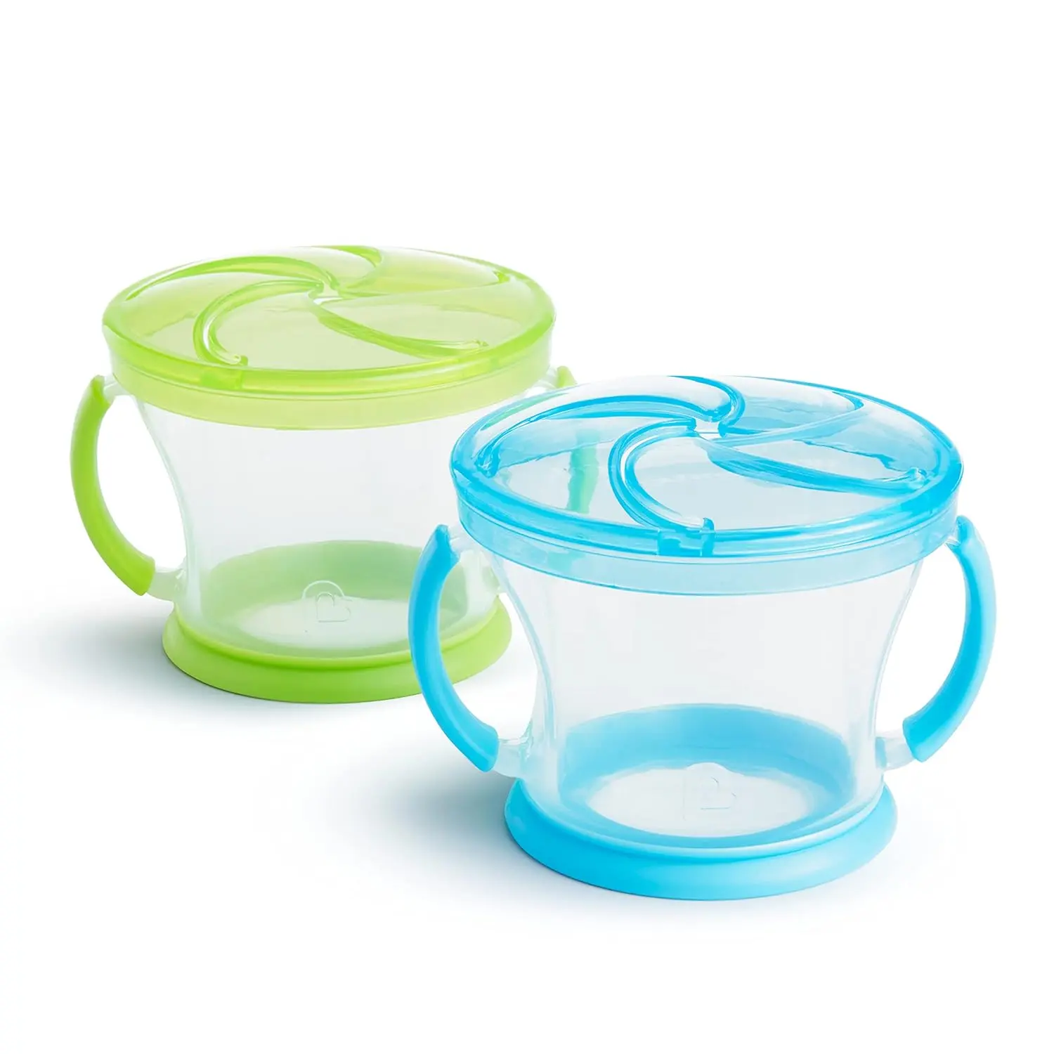 Snack Catcher Toddler Snack Cups, No Spill, 2 Pack, Blue/Green