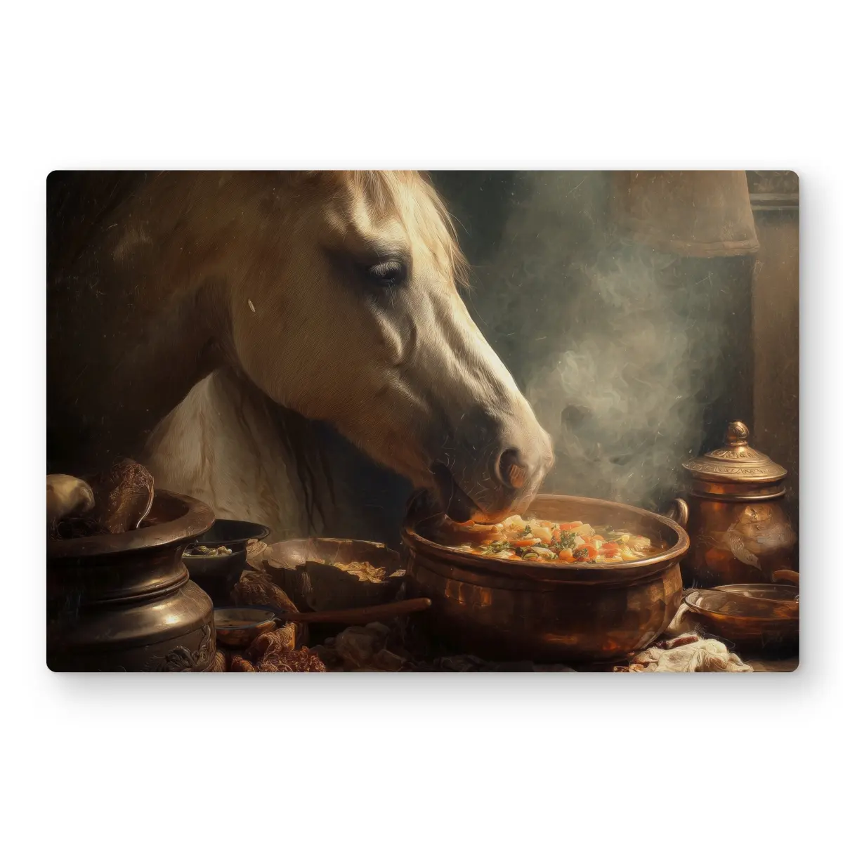 Conscious Sales C1MP12183BTP0P 12 x 18 in. Horse on Soup - Brown Metal Print Wall Art - Unique Art