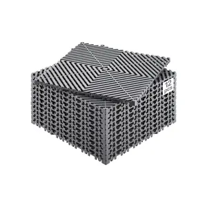 fathersdaygift VEVOR Interlocking Drainage Mat, 12x 12 Modular Interlocking Cushion, 12 Pcs Splicing Drainage Mats, Non-Slip Gray PP Drainage Floor Tile and Shower Mat, for Garage, Garden, Kitchen Outdoor