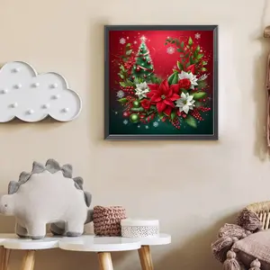 This DIY Christmas tree pattern diamond painting kit features diamond embellishments and crafts, suitable for beginners, adults, and seniors. It's perfect for home wall decoration.