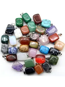 15 Pieces Natural Irregular Shape Stone Pendants Charm DIY Jewelry Making Necklace Bracelet Accessories Unique Design Home Decoration and Gift Jewelry Accessory