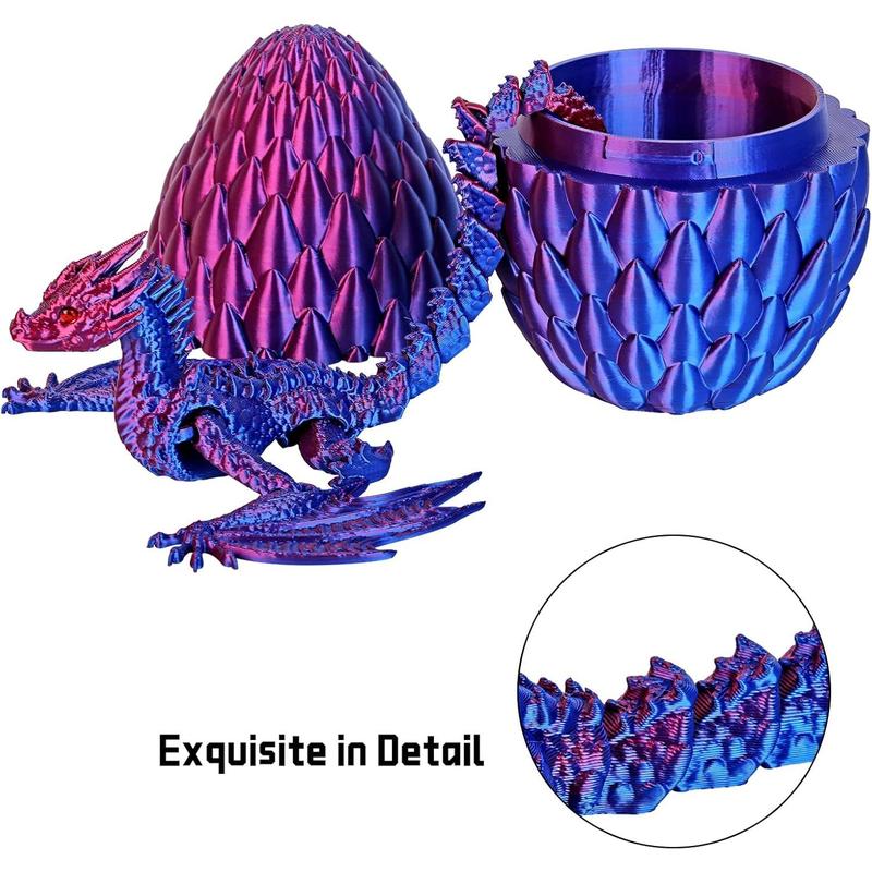 3D Printed Dragon,Flying Mystery Dragon Eggs Easter Articulated Dragon,3D Printed Crystal Dragon with Wings,3D Dragon Eggs with Dragon Inside,Adults Fidget Toys for Autism ADHD