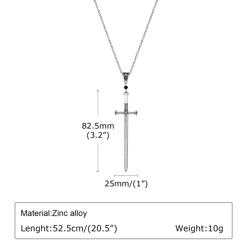 Men's Punk Rock Sword Cross Crucifix Necklace, Retro Gothic Long Dagger Knife Jewelry for Women Teens, Ideal for Easter, Valentine's Day, Hanukkah, Diwali, Valentines Day, Crucifix Necklaces, Emo Necklaces, Gothic Necklaces