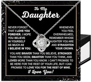 Daughter Gifts From Dad, Mom To Daughter Gifts, Love Knot Necklace, Necklace For Daughter From Mom, To My Daughter Necklace, Father Daughter Necklace, Birthday, Christmas Gifts For Daughter