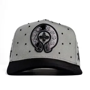 Chrome Gray Hat with Unique Polka Dot Design and Black Brim for Stylish Outfits