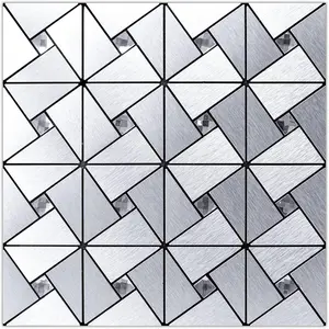 10sheet peel and stick backsplash metal mosaic tiles for kitchen wall decor stick on aluminum composite tiles stikers silver windmill puzzle glass mixed