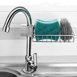 Home Kitchen Bathroom Storage Rack, Single Layer Stainless Steel Faucet Holder, Durable Holder, Adjustable Sink Drain Organizer, Soap Dispenser Basket, Adjustable Shelf Rack