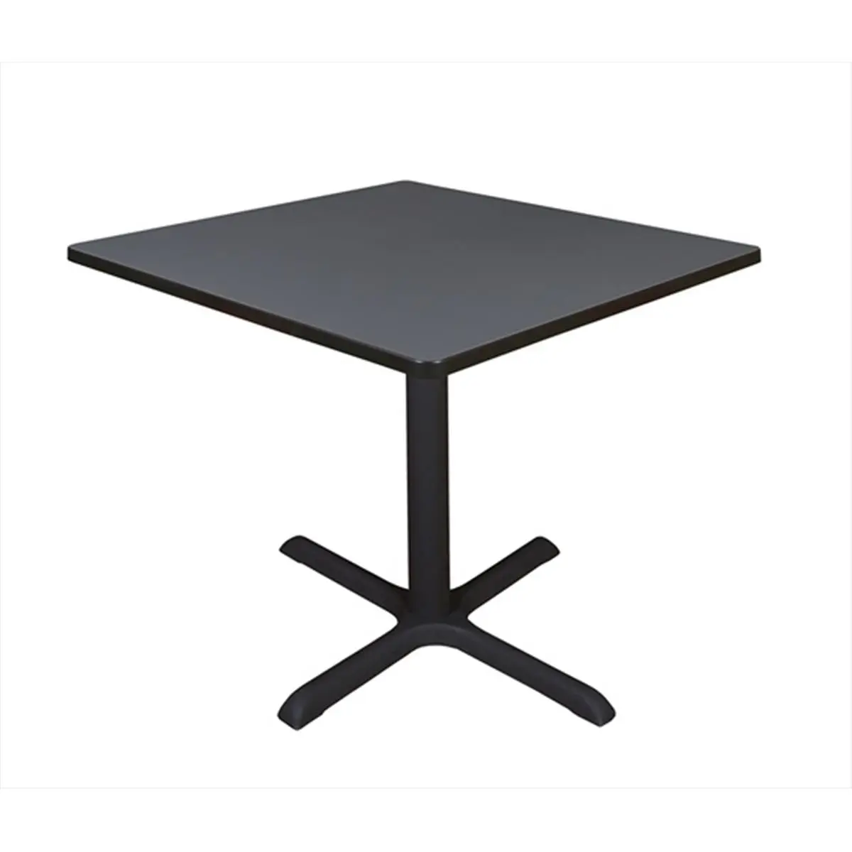 Regency 36 In. Square Commercial Lunchroom Table - Grey, Black Tubular Steel Post, Stain-Proof Textured Powder Coat, Adjustable, Ideal for Restaurants, Training Rooms, Bump & Bruise Reduction