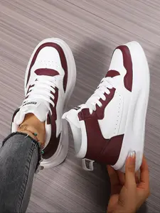 Fashion High-Top Women's Walking Shoes, Sports Shoes, Multiple Colors Available, Dope Colorful Design, Autumn Winter New Arrival, Casual Daily Wear