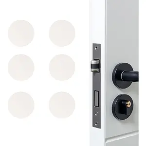 Wall & Door Handle Stopper 2" White Rubber Door Stopper Wall Protectors - Self Adhesive Door Handle Bumper Silencer for Walls, 6-Pack, Round