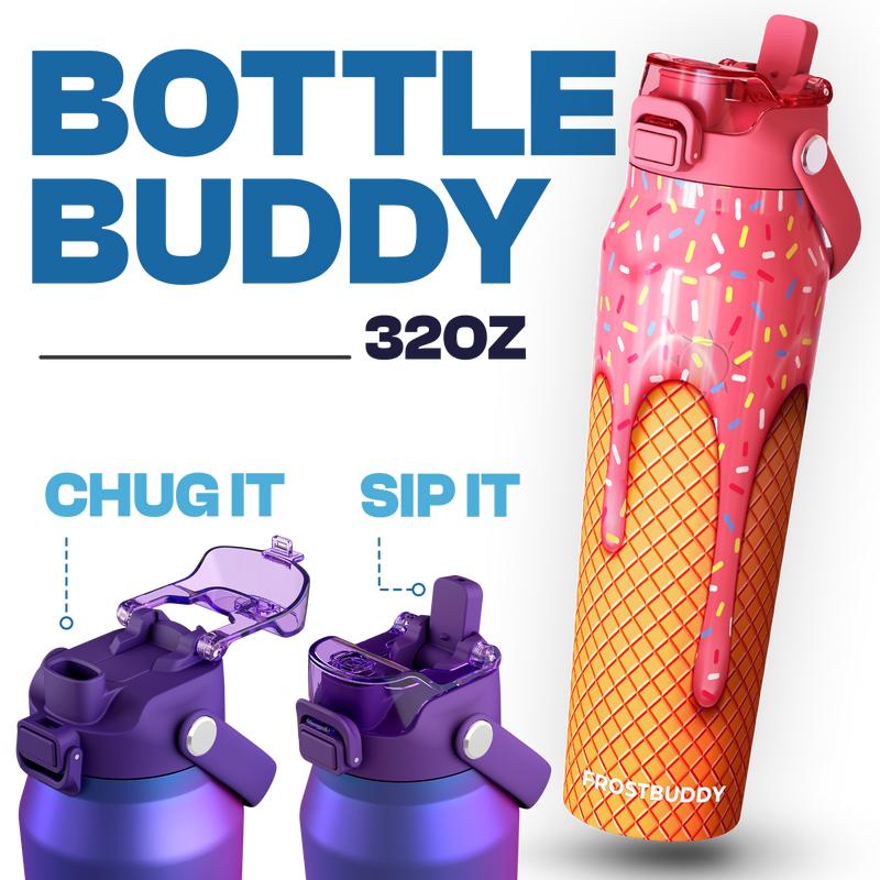 Bottle Buddy - Dual Function lid Water Bottle - Stainless Steel - Double Wall Insulated