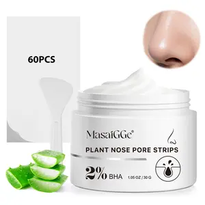 Masaigge Plant Nose Patches 2% Bha, Oil Control Cleansing Unclogs Pores, Improves Skin Texture, Suitable for Oily Skin, Cream Form, Nose Strips