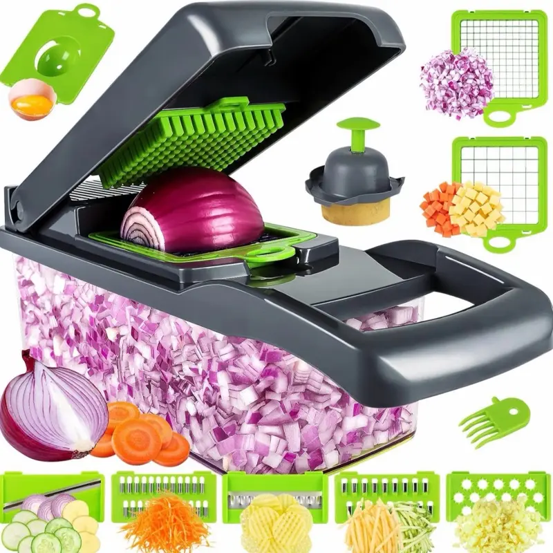 Vegetable Chopper, 5-Blade Manual Dicer for Onions, Garlic, Carrots and Fruits