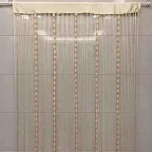 100x200cm 1pcs Premium Silver Lantern Design Lined Curtain Set - Fringed Sheer Voile Door Curtain for Store Partition Decor