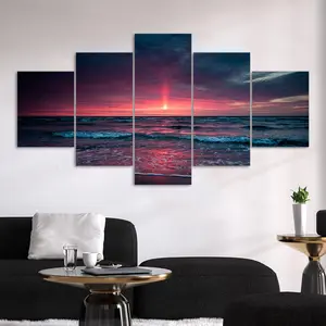 Sunset Landscape Pattern Canvas Unframed Painting, Canvas Prints, Artwork, 5 Counts/set Modern Art Poster, Wall Art Decor for Home Living Room Bedroom Office, Ornaments