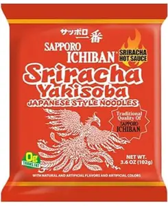 [SAPPORO ICHIBAN] 2 packs, Sriracha Yakisoba, Spicy Chow Mein, No. 1 Tasting Japanese Instant Noodles (3.6 Oz/102 g) Food Pansit