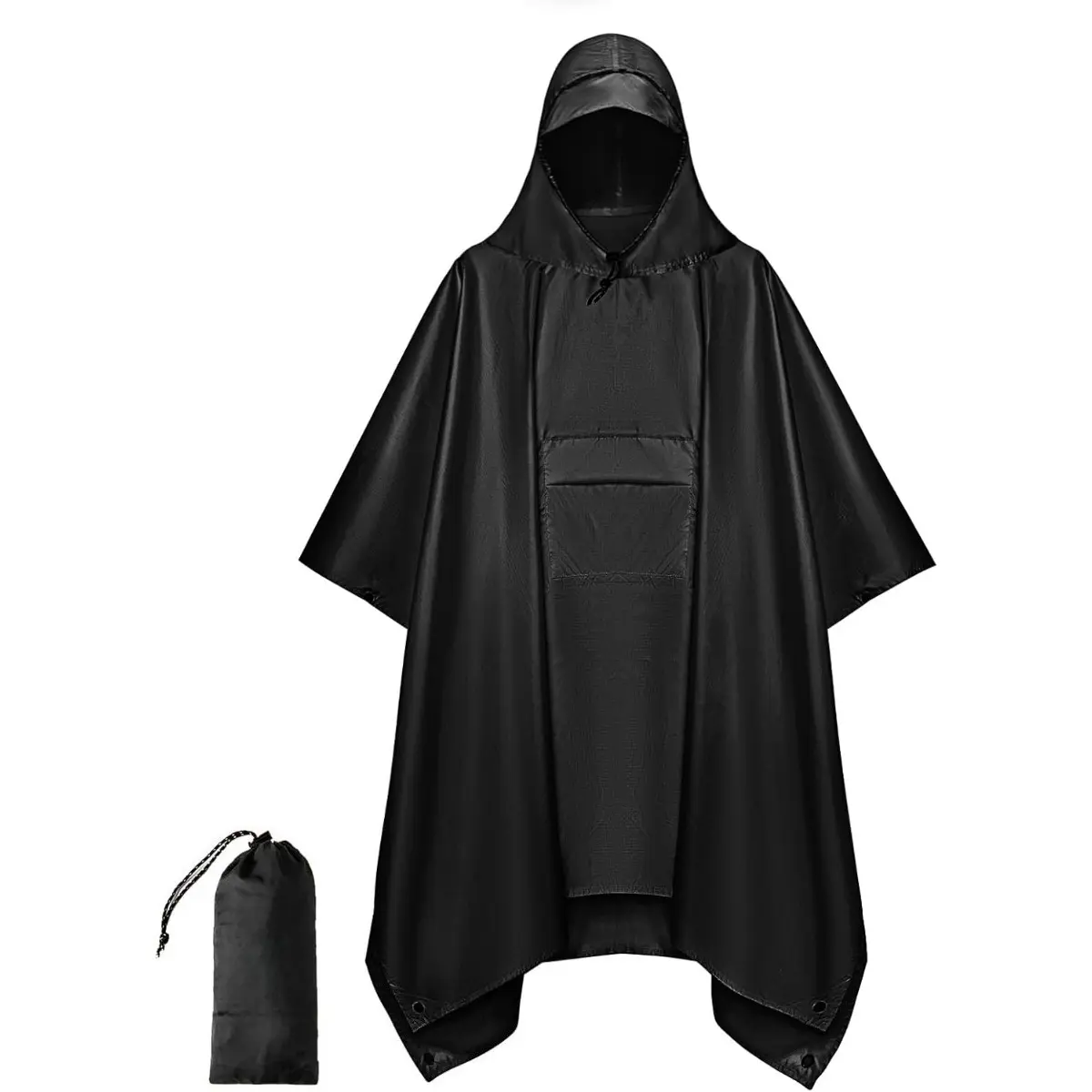 Adult Extra Thick Hooded Double-Layer Waterproof Rain Poncho - Wind Resistant Outerwear, Waterproof Clothes for Outdoor Camping, Hiking