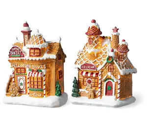 QVC Lighted Christmas Gingerbread Houses, 2-Piece Table Decor for Festive Home Decorations