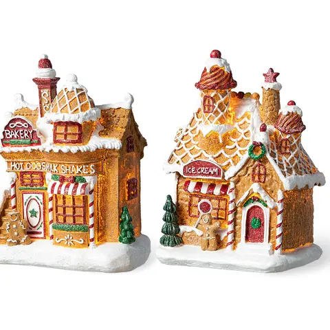 QVC Lighted Christmas Gingerbread Houses, 2-Piece Table Decor for Festive Home Decorations